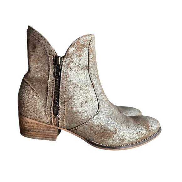 Seychelles Lucky Penny Leather Ankle Boots Size 8 Anthropologie Gold - Picture 3 of 11